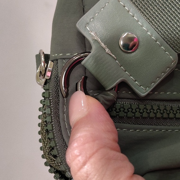 Olive Green Clutch with Detachable Canvas Strap Multiple Pockets - Picture 10 of 12